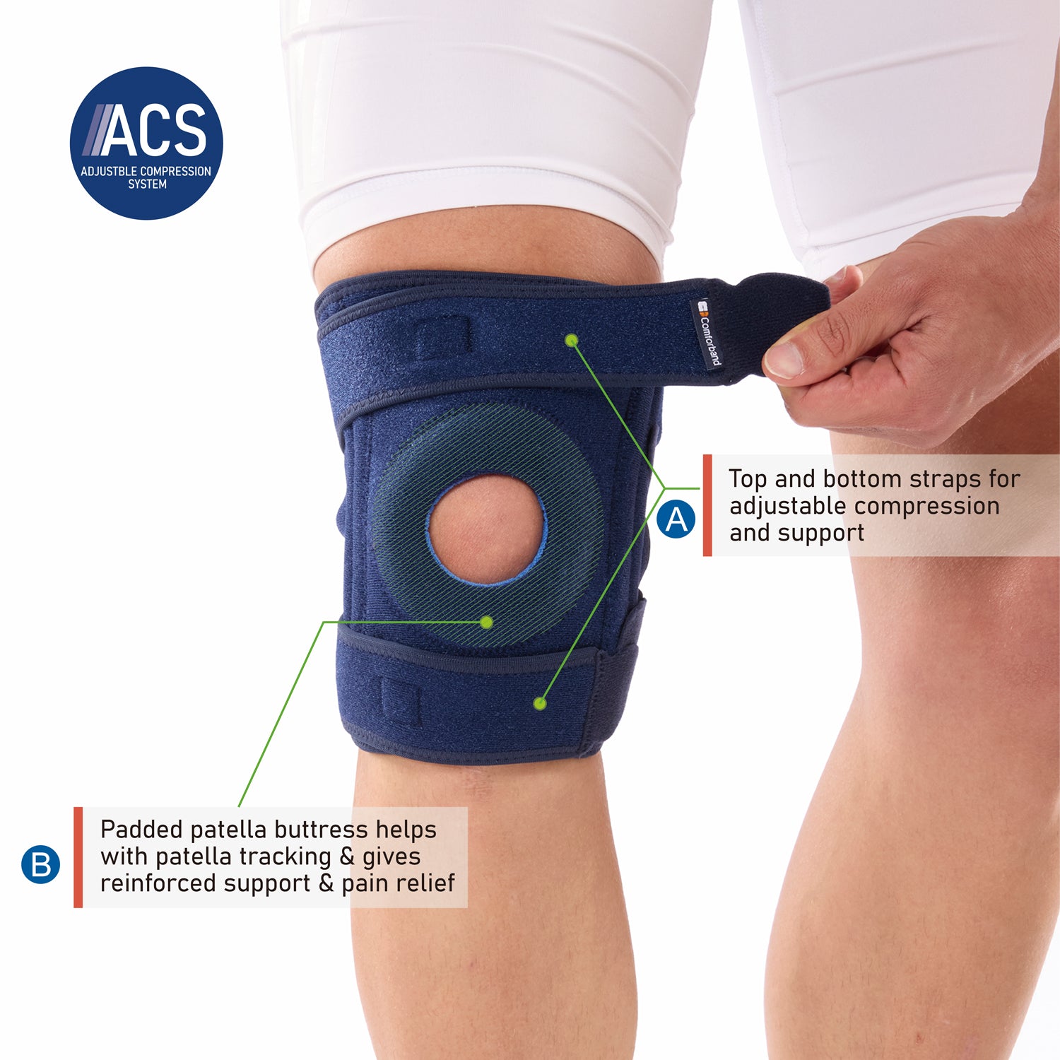 Adjustable Knee Brace with Side Stabilizers