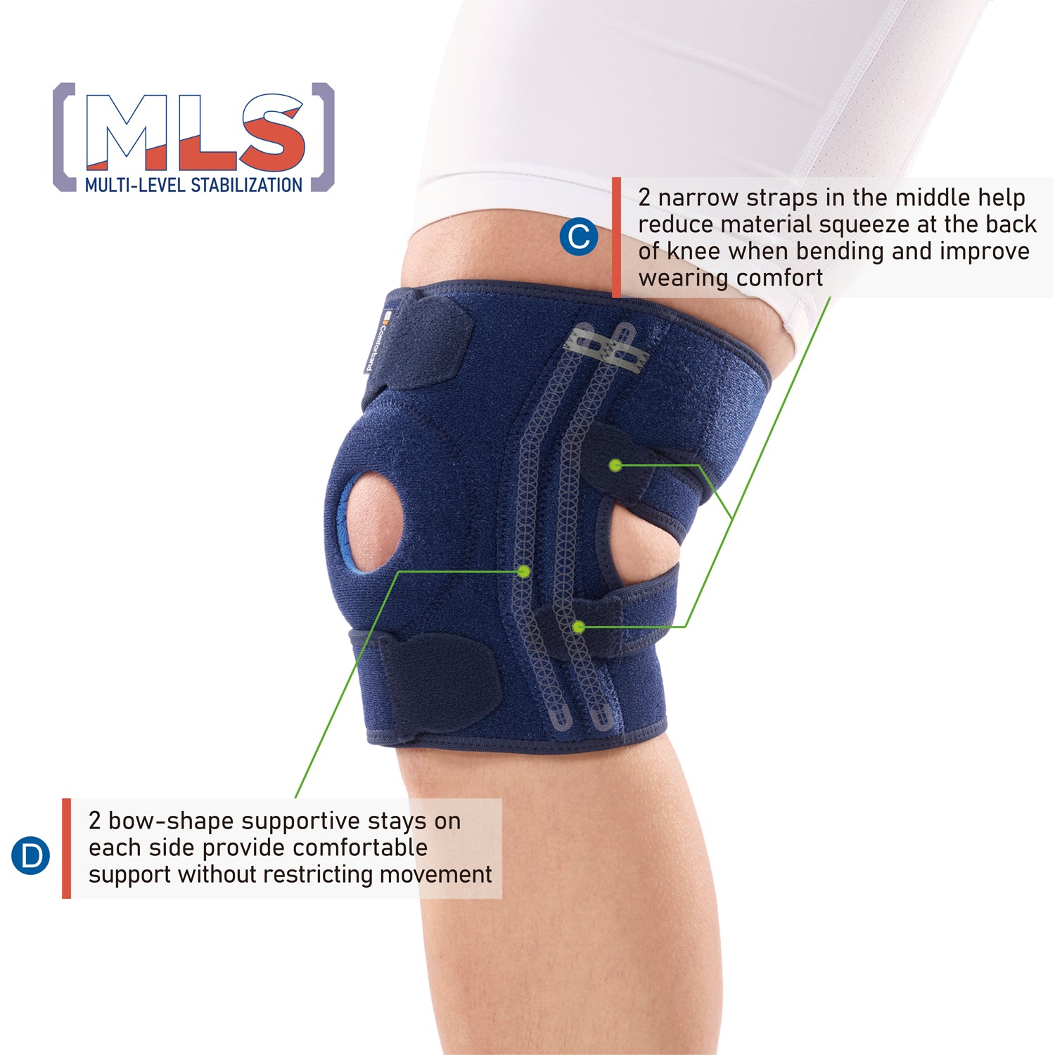 Adjustable Knee Brace with Side Stabilizers
